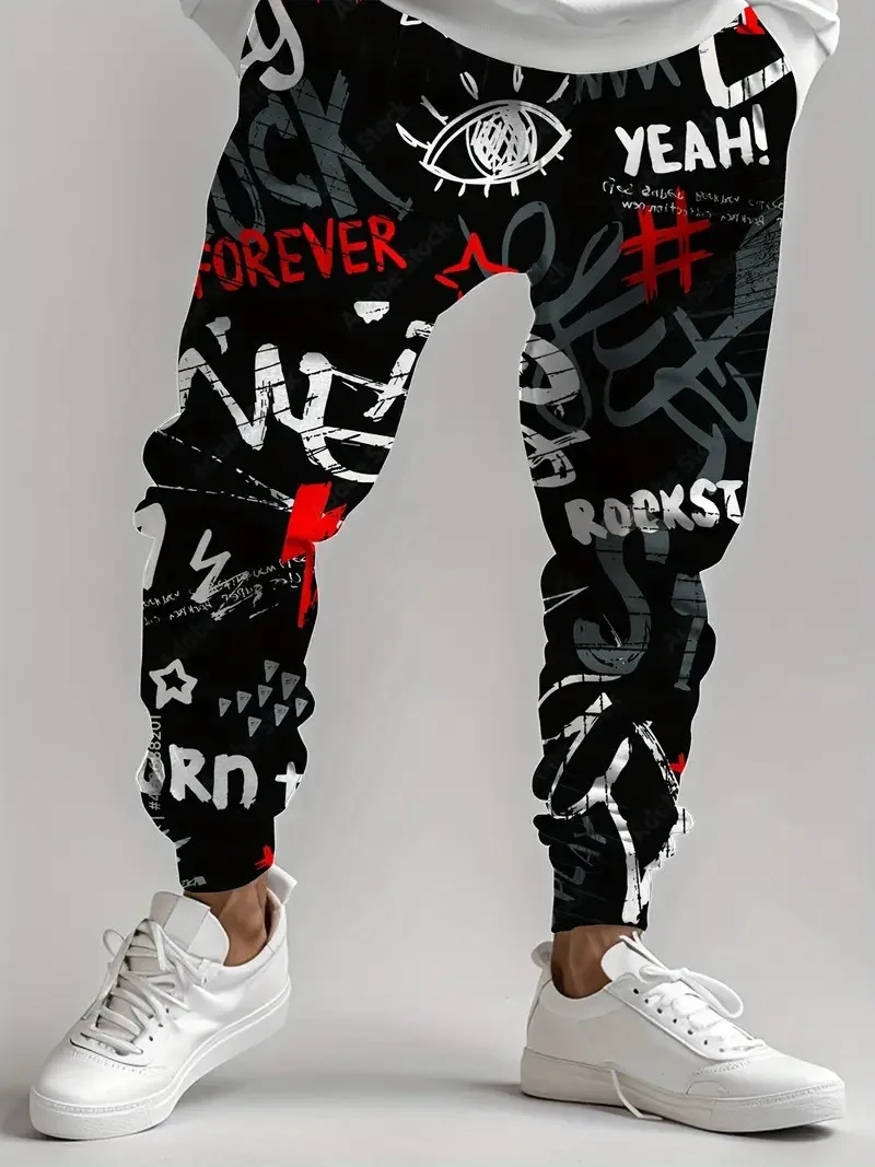 

The new men's trousers for Spring and Autumn 2025 feature street casual fashionable and comfortable 3D graffiti print