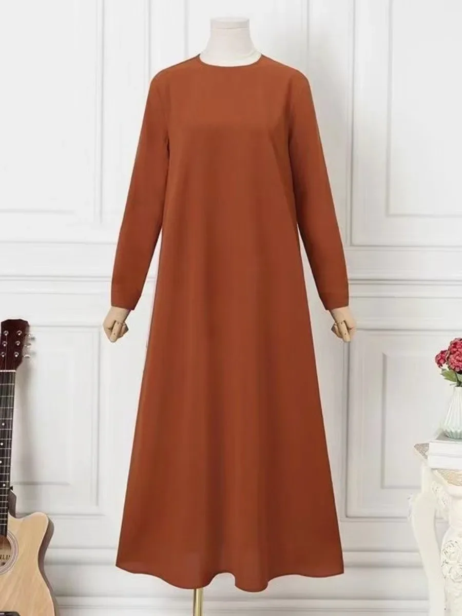 Vestido Largo musulmán Eid para mujer, Abaya marroquí, Ramadán, Abayas, caftán islámico, Color sólido, Dubái, árabe, modesto