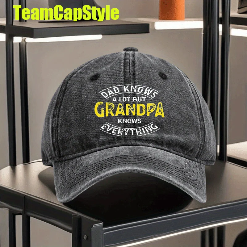 1 Adjustable Men's Vintage Printed Baseball Cap Hip-Hop Hat Retro Peaked Cap - Gray with Striking Yellow Text 