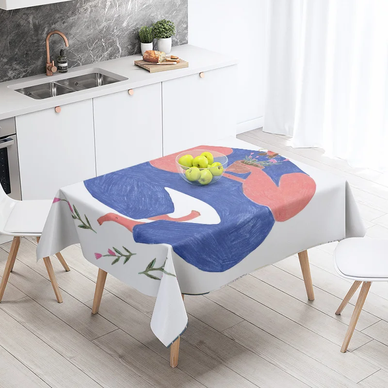 Morandi Ins Style Tablecloth Abstract Art Design 2025 New Geometric Pattern Decorative Tablecloth for Coffee Shop