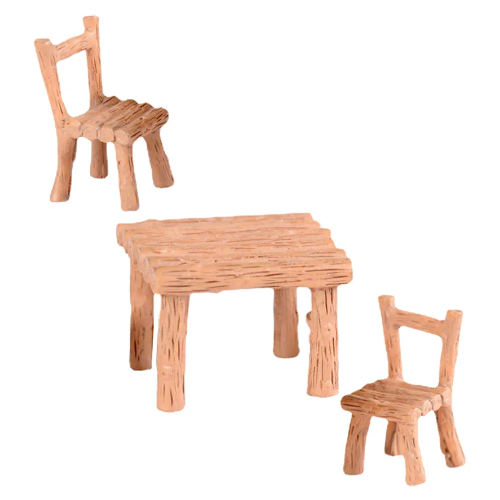 

1 Set Miniature Dining Room Table Chair Set Resin Miniature Desk Chair Model Photo Prop Dollhouse Decoration Mini House