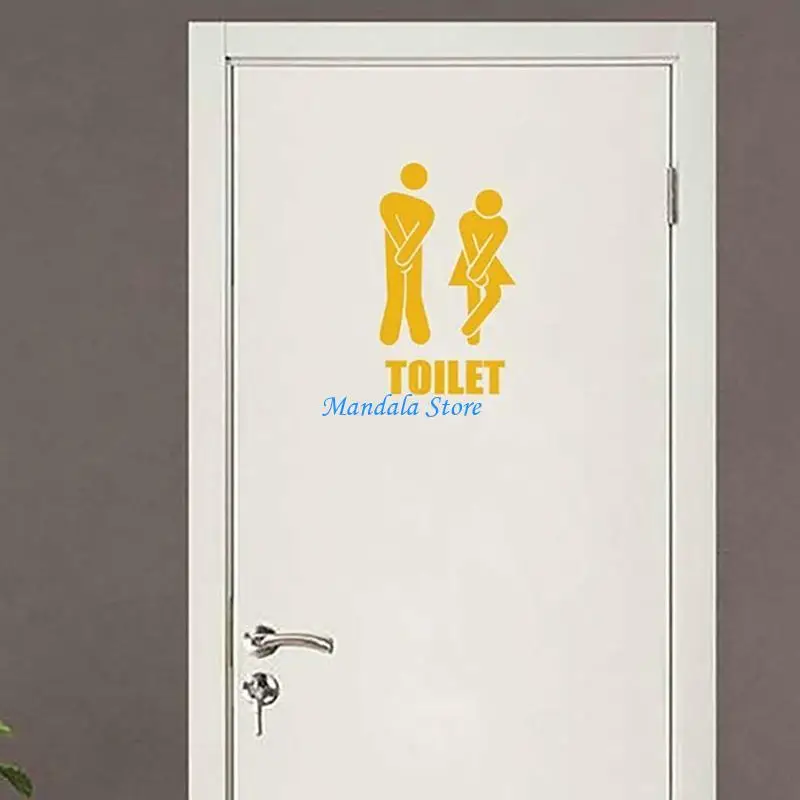 

U2JC Bathroom Door Sticker Toilet WC Sticker Home Decal for Enhances Decors
