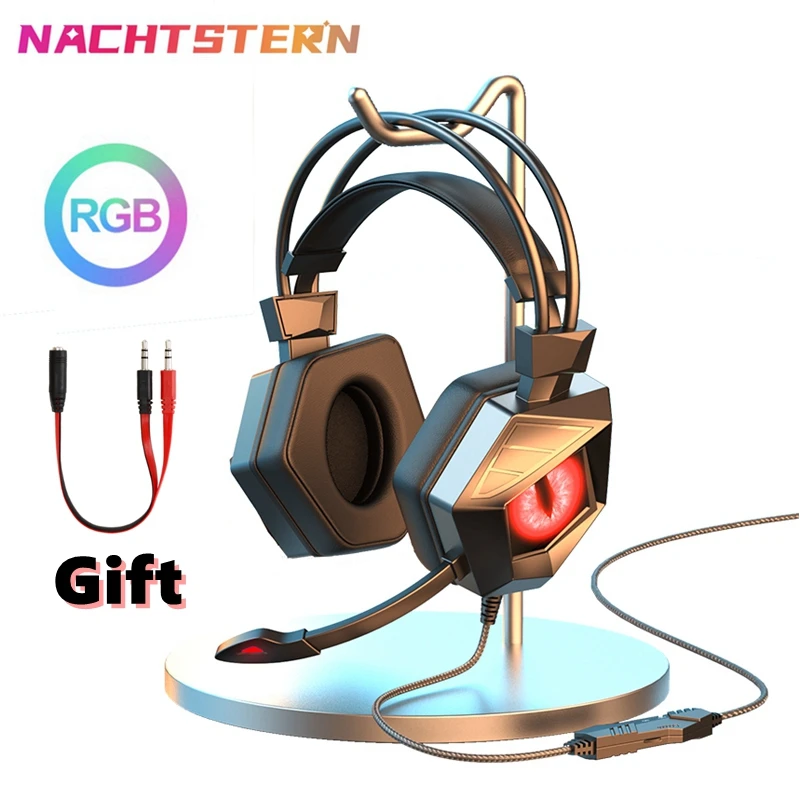 NEW RGB Gaming Headset Gamer USB Wired Headphones with Noise Cancelling Micphone Gaming Headphones For PC/PS4/PS5 7.1 Surround