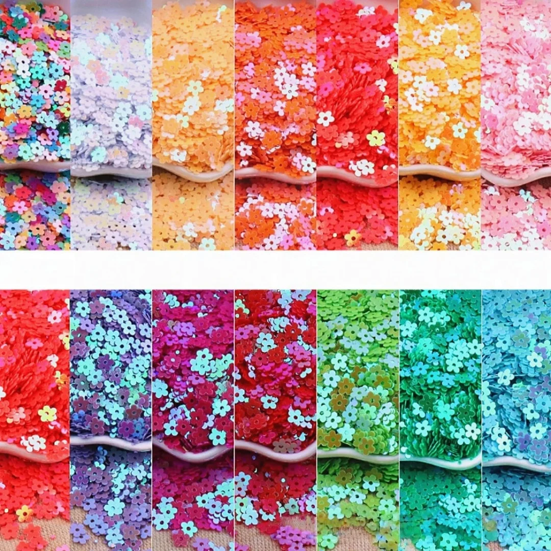 5mm Five Petal Flower Iridescent Sequin Hand Sewn DIY Small Flower Bead Piece Clothing Accessory Decoration