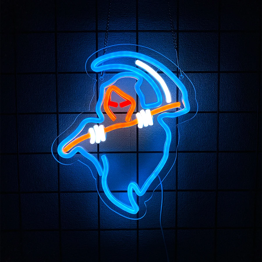 Demon Mask Led Neon Sign, Cartoon Devil Evil Spirit Icon, Suitable For Game Room, Tattoo Shop, Bedroom, Bar, Party Art Decor.