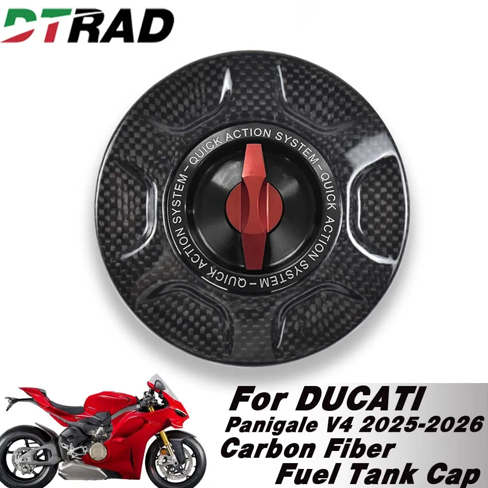 

For DUCATI Panigale Streetfighter V4 V2 2025-2026 New Carbon Fiber Quick Release Racing Petrol Tank Cap Fuel Filler Cover
