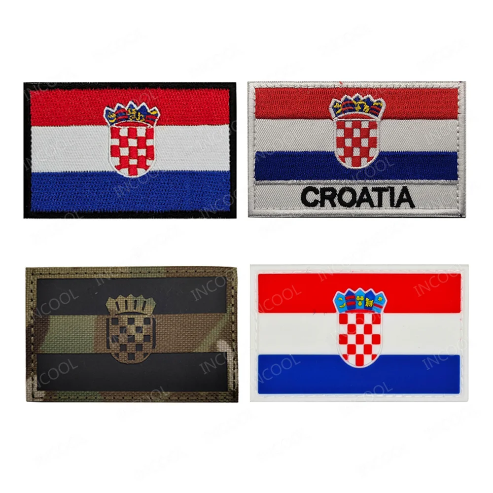 Hrvatska Flags Haftowana naszywka Flaga Chorwacji Naszywki odblaskowe Chorwacka gumowa opaska dekoracyjna PVC Odznaka na ramię Aplikacje