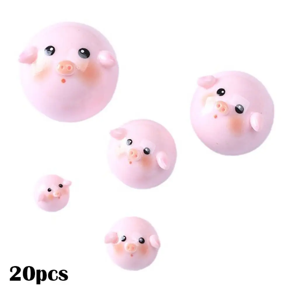 20pcs New Cartoon Pig Resin Slime Charms Cream Gel Flatback Phone Case Decor Colorful Scrapbooking Headband Making Kids Toy