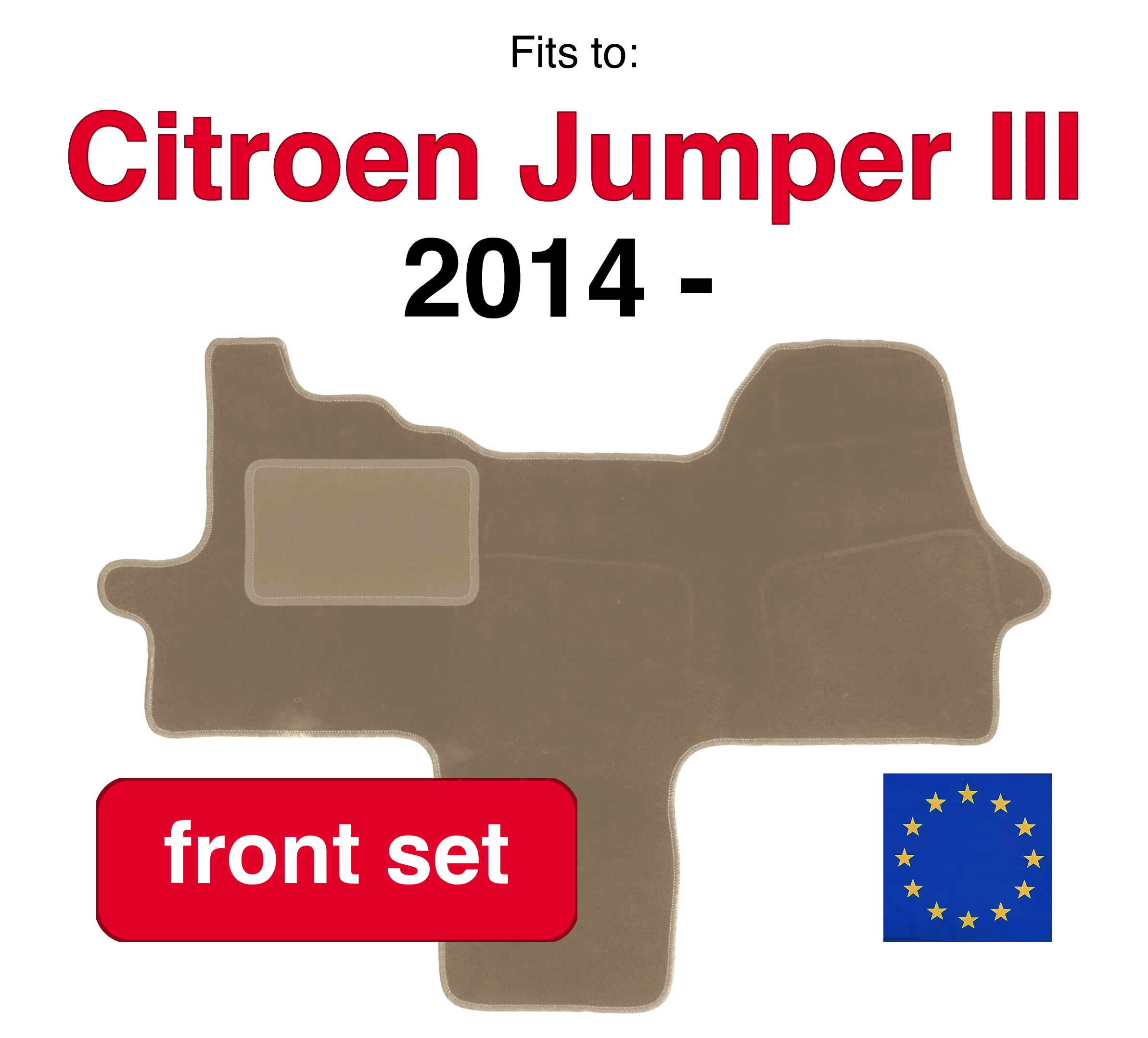 Image of Auto-Velours-Fußmatten vorne für Fiat Ducato III Lieferfahrzeug (2006-2014) - beige (2 Stück) Set mit vorderen Auto-Fußmatten
