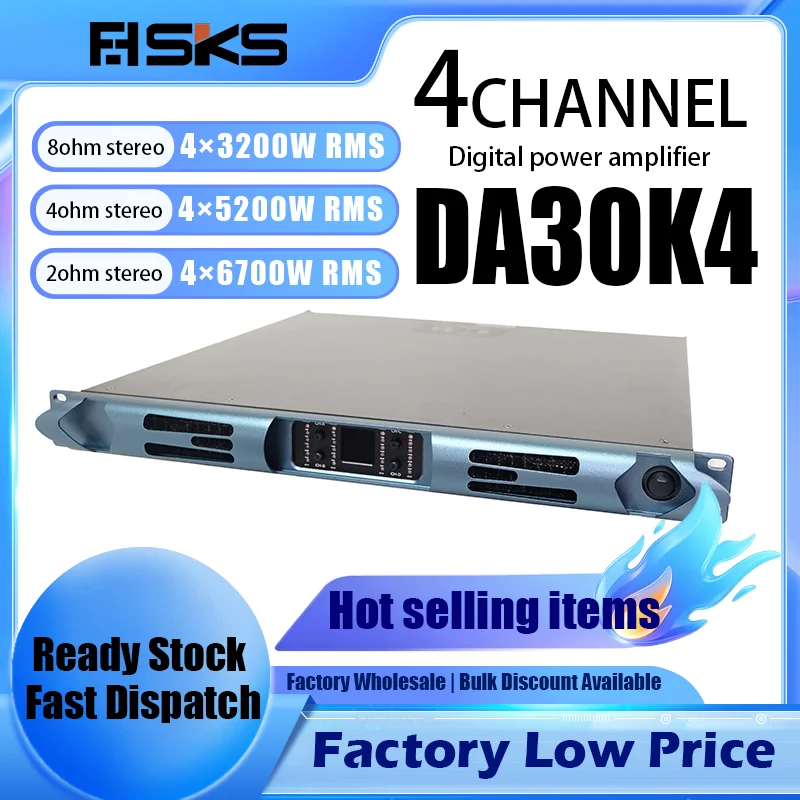 DA30K4 4CH×3200W 1U Class D Digital Amplifier Professional Audio Power Amp for Stage DJ PA Subwoofer