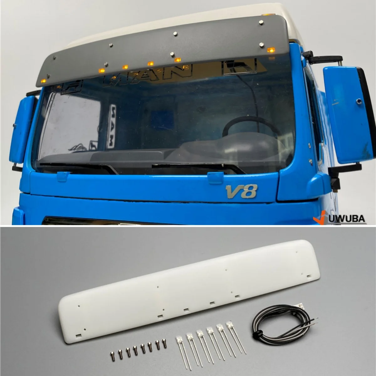 1/14 RC Truck Sun Visor Light LED Decorative Roof Lighting 1/14 For Tamiya Tractor Truck MAN TGX Model Truck Accessories