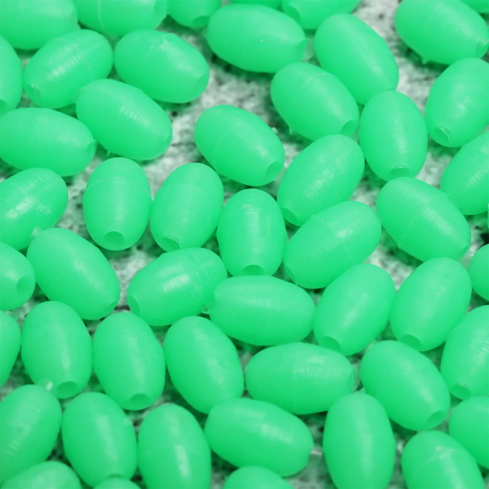 10 ~ 500 Stück Angeln Glow Stopper Perlen 4x6mm/6x8mm/8x12mm Fluoreszierende weiche Perlen Glow-in-the-Dark Spacer Perlen für künstliche Köder – Detail 5