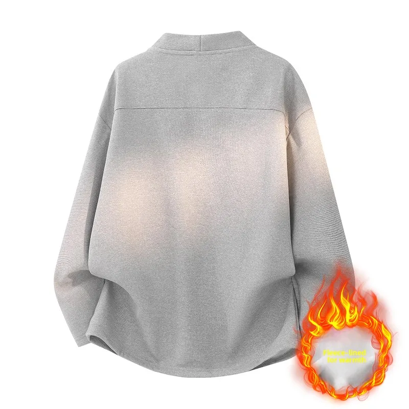 سترات صوفية فضفاضة للرجال عالية الشارع بأكمام طويلة مع قمصان علوية للرجال مريحة ومريحة للاستخدام اليومي في الهواء الطلق #5