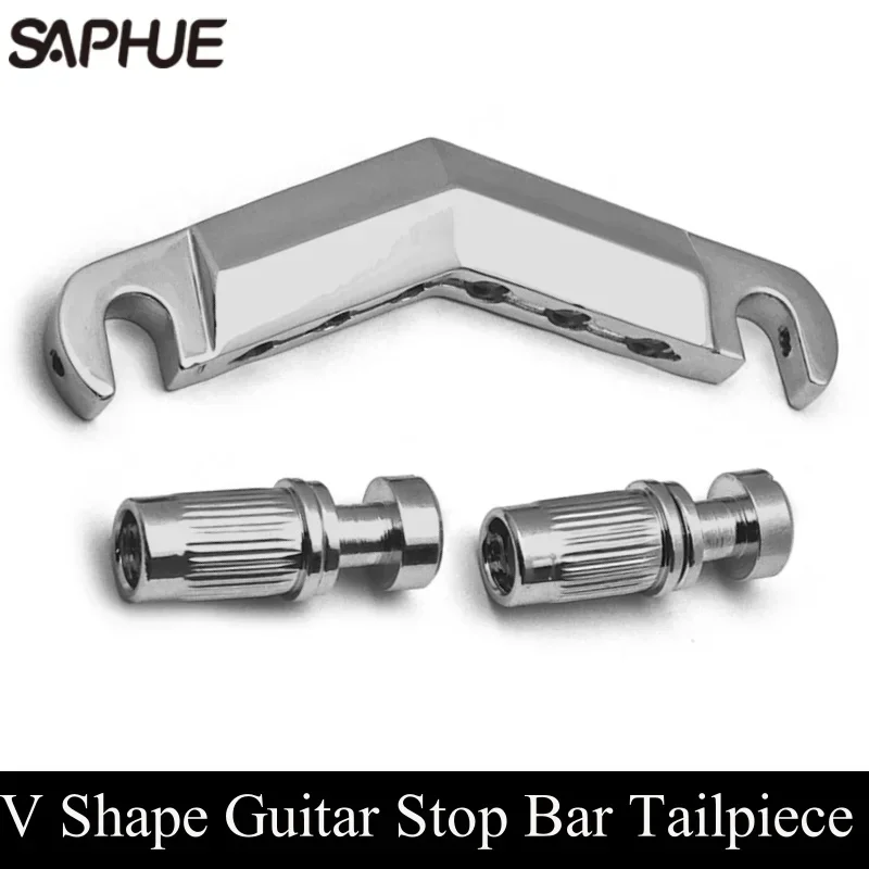 V Shape Guitar Stop Bar Tailpiece with Anchors and Studs Replacement Part Compatible with LP Style Guitar