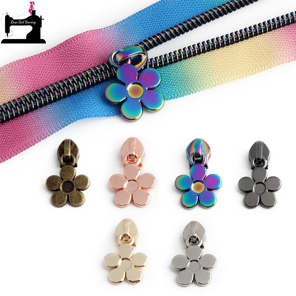 

10/50/100PCS 5# Nylon Flower Zipper Sliders Bags Pocket Zippers Heads For Clothes Purse Zip Pull DIY Replacement Accessories