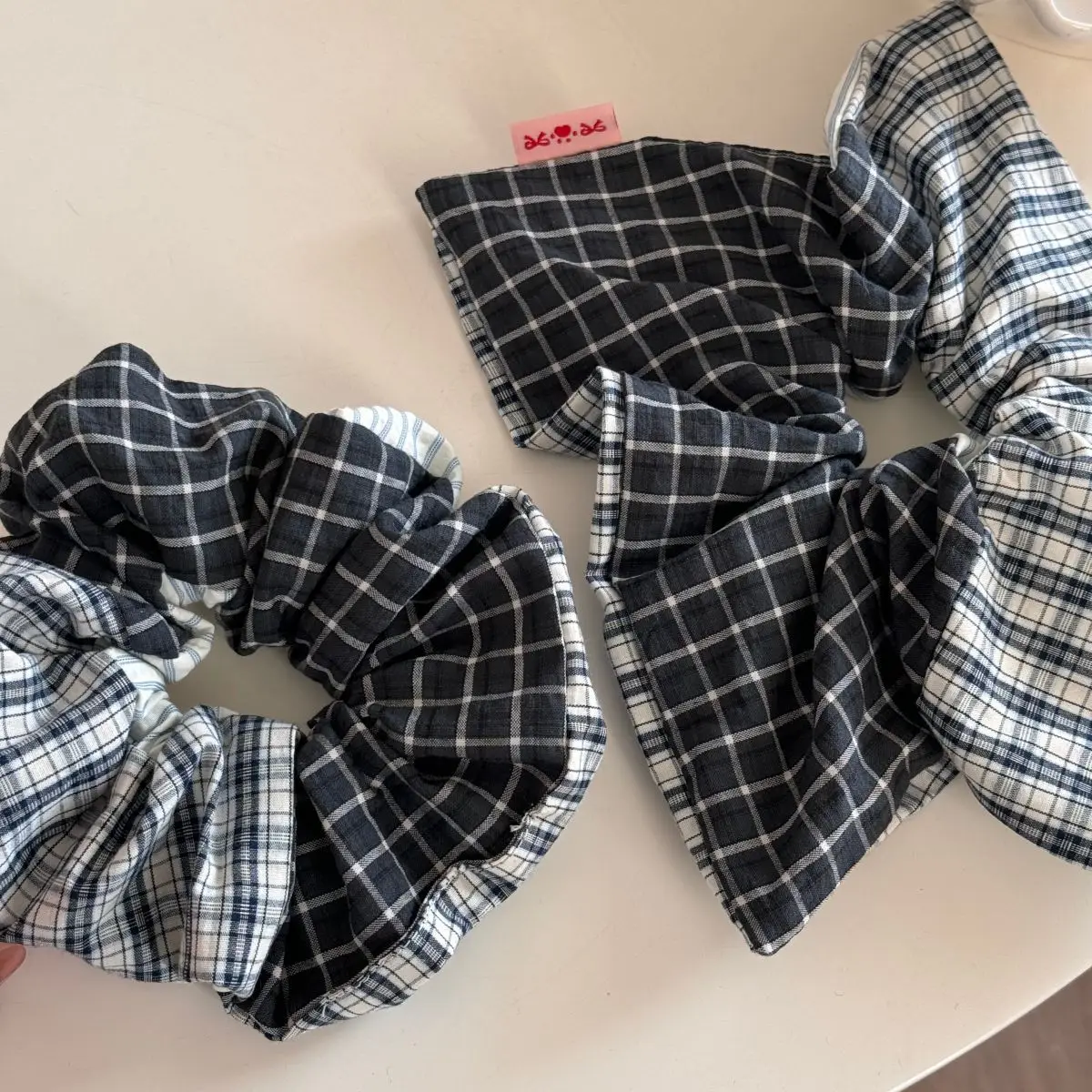 Surface Matching Striped Plaid Handmade Square Scarf Hair Band Fashionable Personalized Ponytail Hair Rope Hair Accessorie