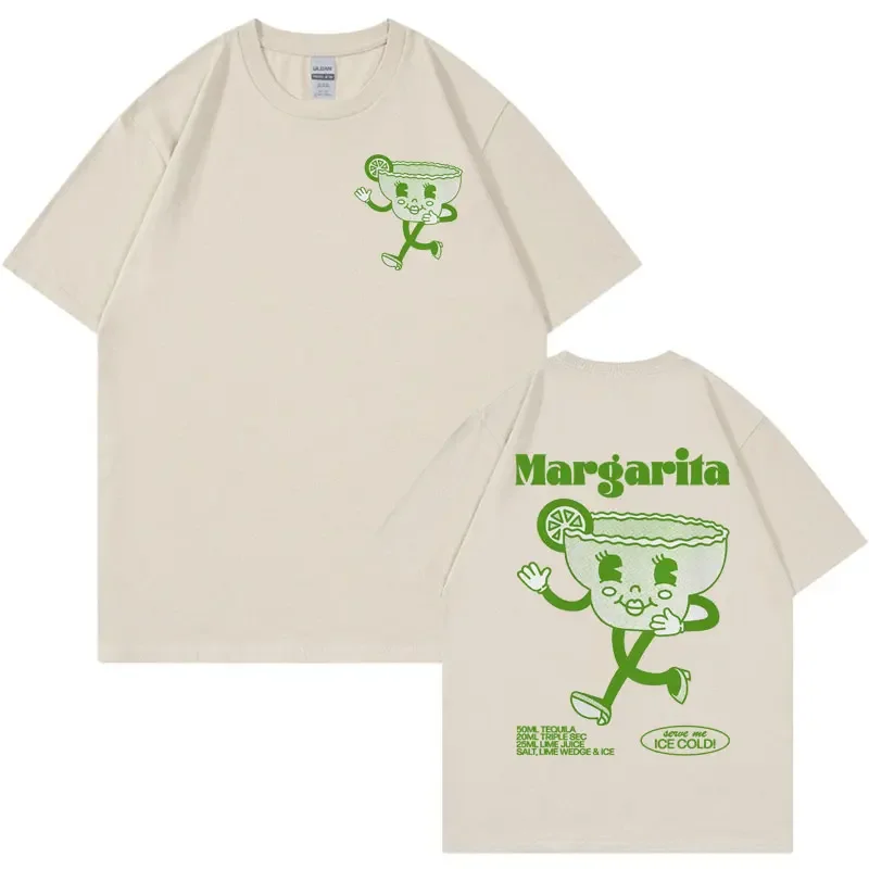 Margarita Meme T Shirt Funny Cocktail Unisex Retro Cartoon Aesthetic T-shirts Men 100% Cotton Oversized Short Sleeve T-shirt Y2k