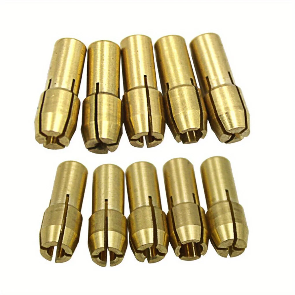11pc Brass Chuck Silver Nut Electric Grinding Drill Bit Clamp Mini Drill Bit Chuck Electric Tool Accessory Set