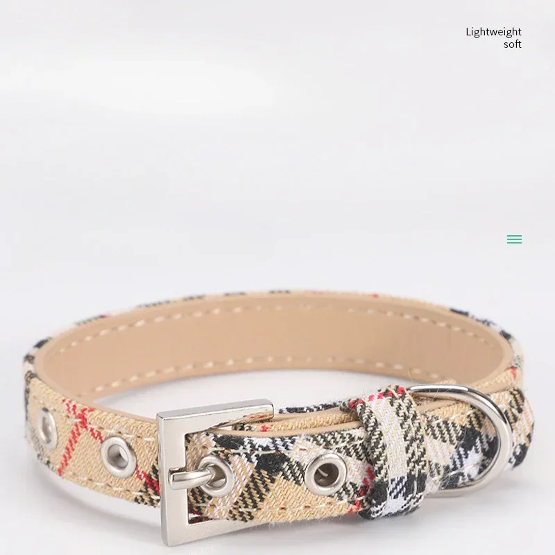 طوق كلب سكوتلندي منقوش ، طوق حيوانات أليفة قابل للتعديل ، جلد بولي يوريثان أحمر كلاسيكي ، نسيج أصفر ترابي ، مستلزمات حيوانات أليفة