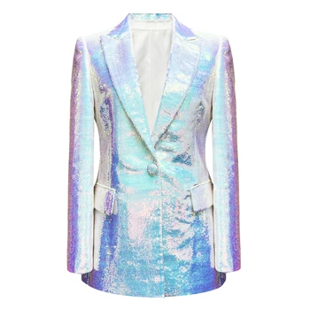 เสื้อเบลเซอร์ผู้หญิงคุณภาพสูงลายจุด2024แฟชั่นอุตสาหกรรมหนักใหม่ฤดูใบไม้ผลิและฤดูใบไม้ร่วง