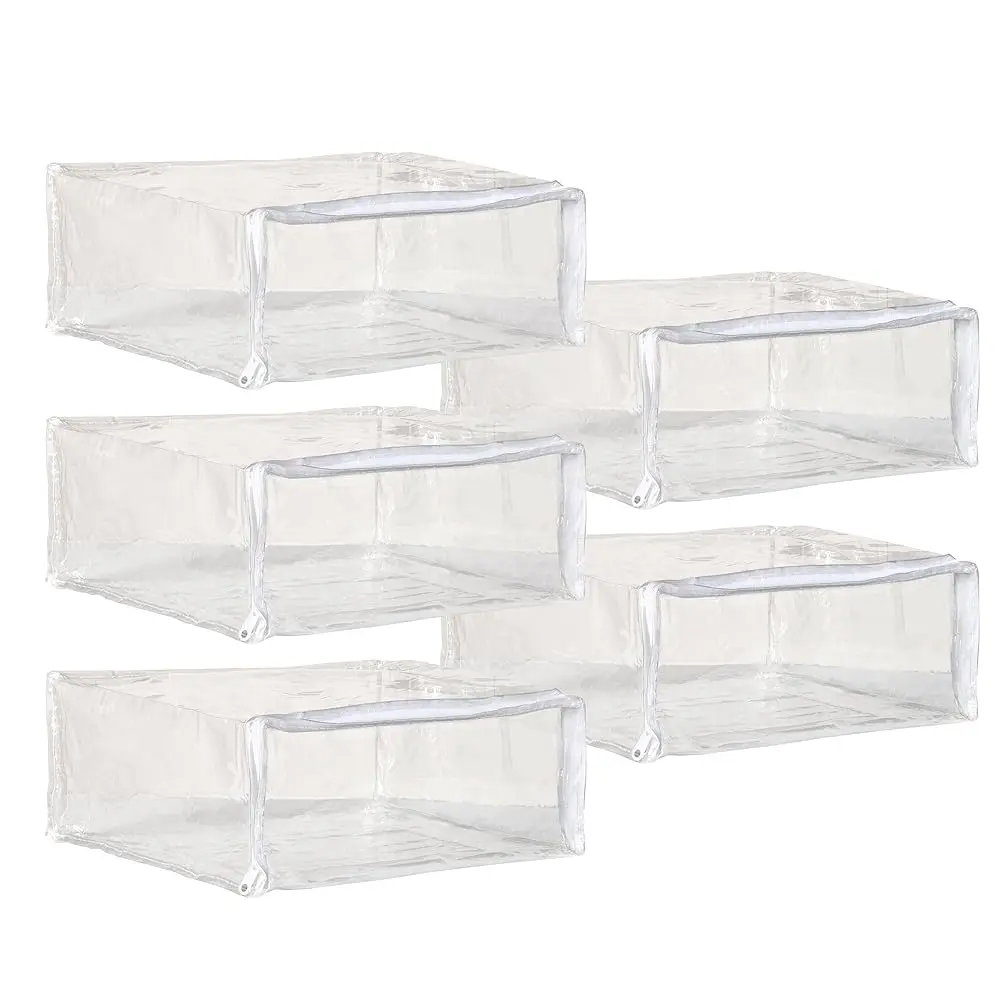 5 Pack Clear Zippered Storage Bags for Clothes,Closet Organizers and Storage Containers Vinyl Moving Bag for Bedding, Linen,