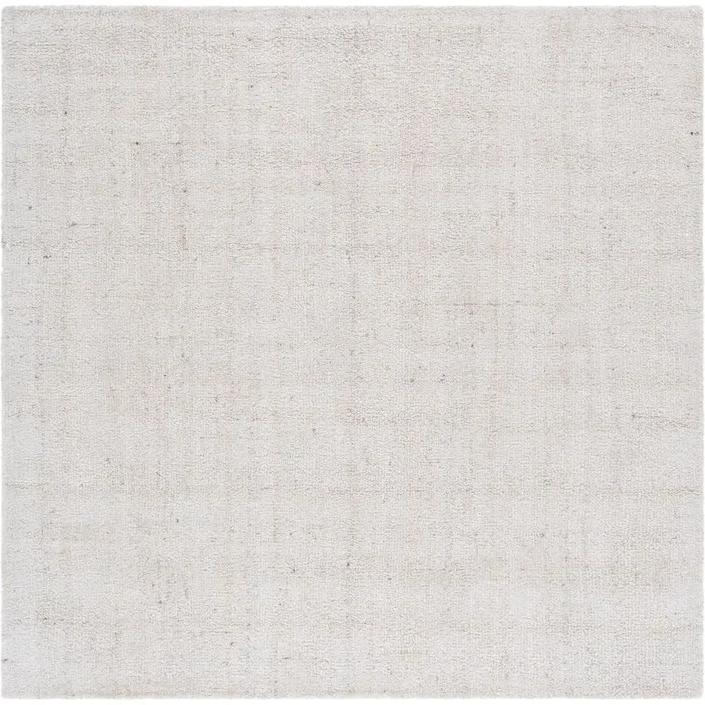 11' Square Handcrafted Wool & Viscose Rug, Ivory & Beige, Perfect for High Traffic Living & Bedroom Spaces