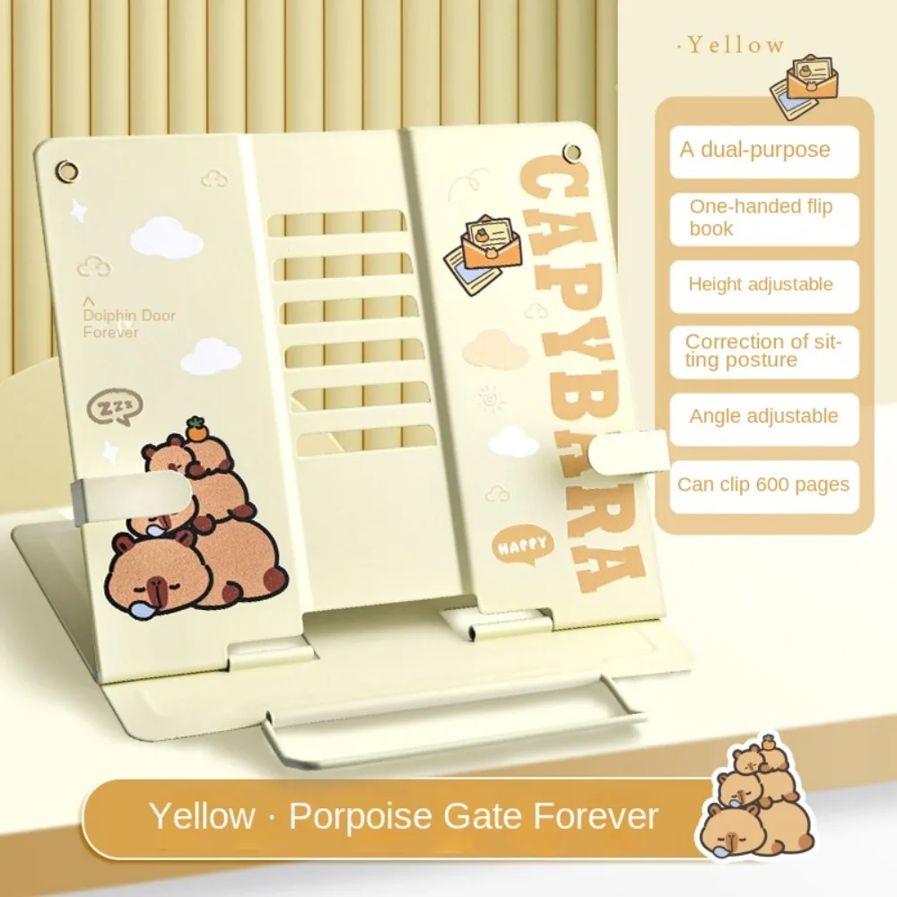 Foldable Metal Book Reading Stand Multi Heights Angles Cute Book Reading Bracket Portable Page Paper Clips Reading Holder