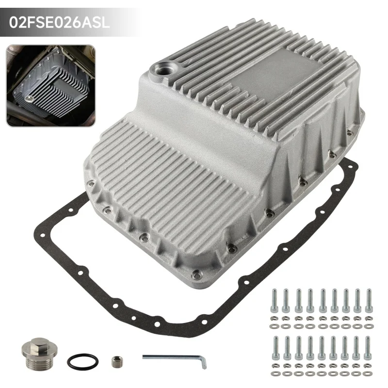Cárter de aceite de transmisión de alta resistencia para GM 1500/Yukon/Avalanche 6L80 Sierra Chevrolet 2007-2021, aluminio plateado/negro rugoso