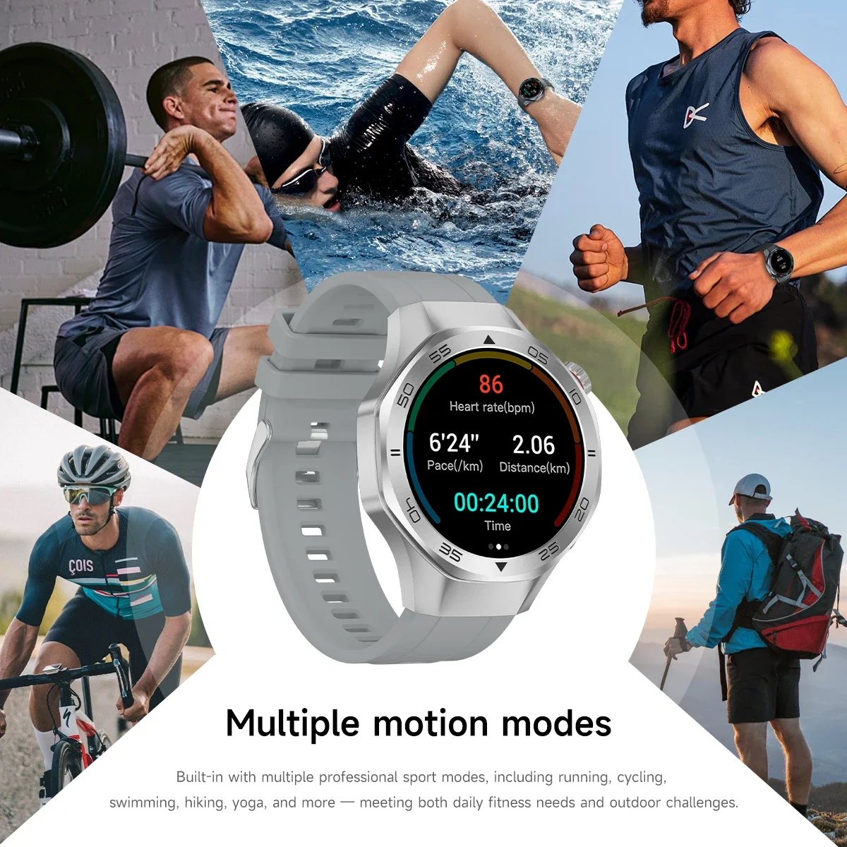 YTOM 2026 المدمج في ثنائي النطاق GPS Smartwatch 3ATM مقاوم للماء 1.53 بوصة IPS عرض البوصلة 520MAH معدل ضربات القلب BT دعوة ساعة ذكية