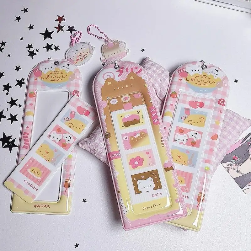 Hot Sale PVC Photocard Holder Transparent Card Case Bookmark Holder Cute 4 Grid Card Holder Korea Idol Mini Card Storage Pendant