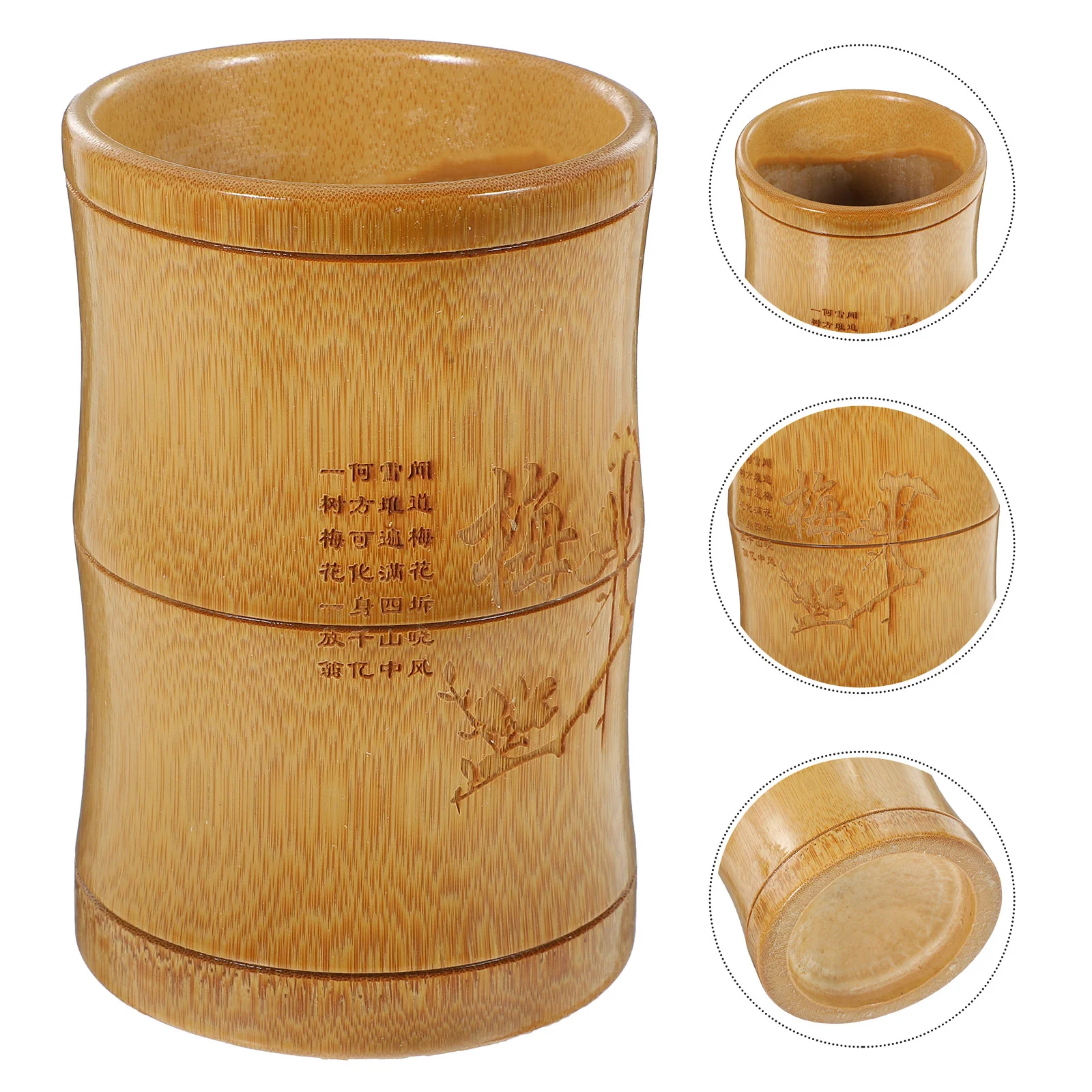 Bamboo Chopstick Holder Vintage Pen Cosmetics Storage Pot Makeup Brush Container Household Remote Control Cup Office