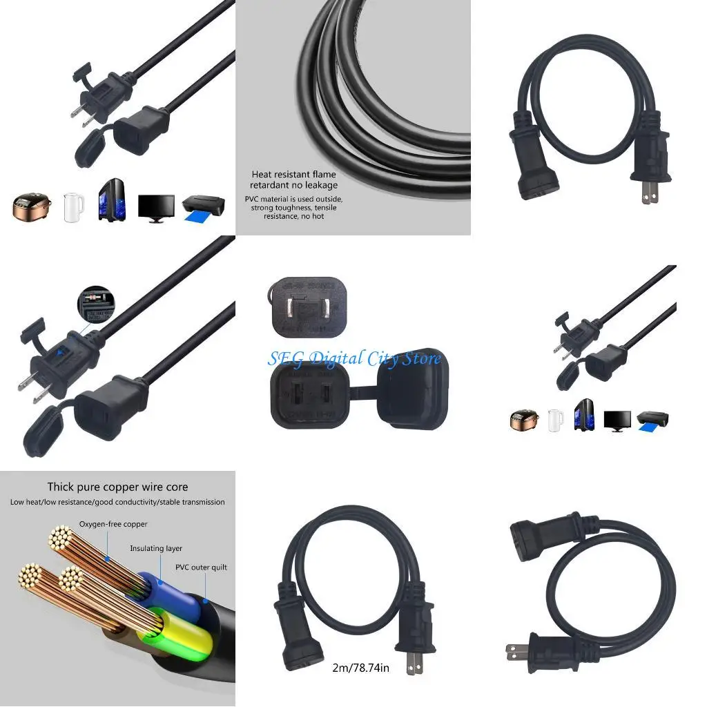 

U75B 2m Male to Female Cable Reliable & Convenient Power Extension Cord Versatile & Long Service Cord Essential for Devices