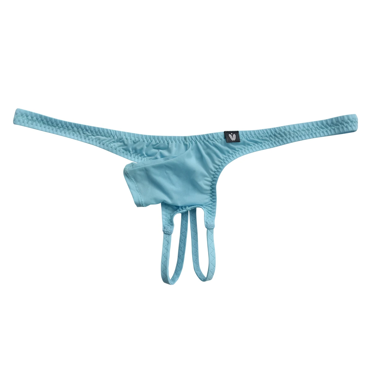 Men's Sexy Low Waisted Thong With Short Elephant Trunk Ice Silk Thin Cut Hollowed OutThin Straps Solid Color Underware