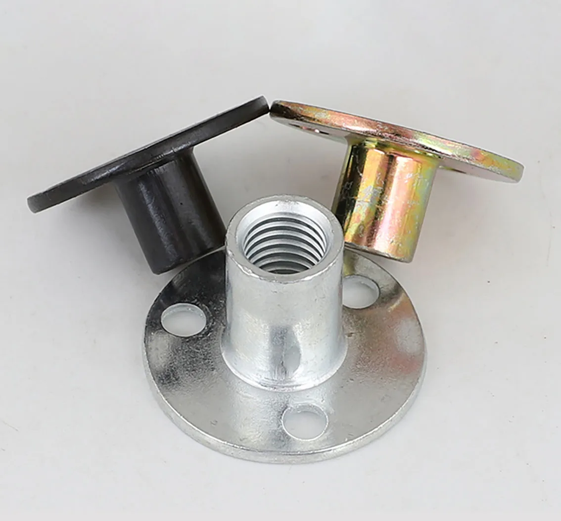 Iron Plate Lock Nut M6 M8 M10 M12 For Wood Furniture Splint Lock Nut Sofa Foot Lock Galvanized Three-hole Nut