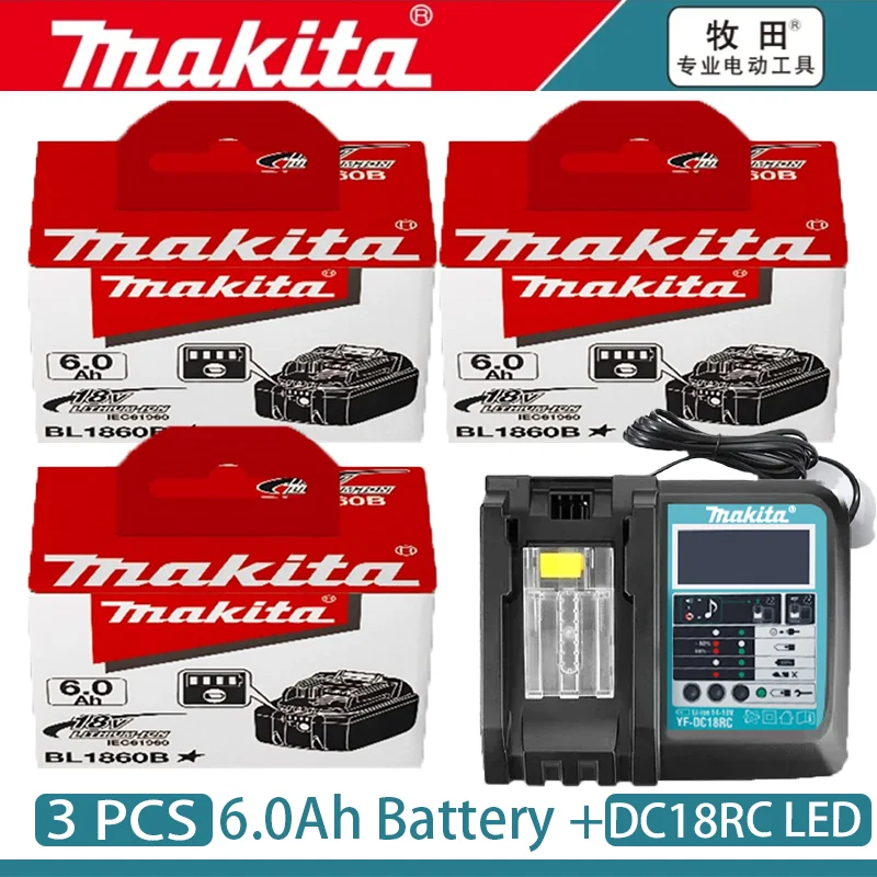 Originele Makita 18V batterij 6ah, met batterij-indicator Oplaadbare Makita-batterij, BL1830 BL1840 BL1850 Power Tool-batterij