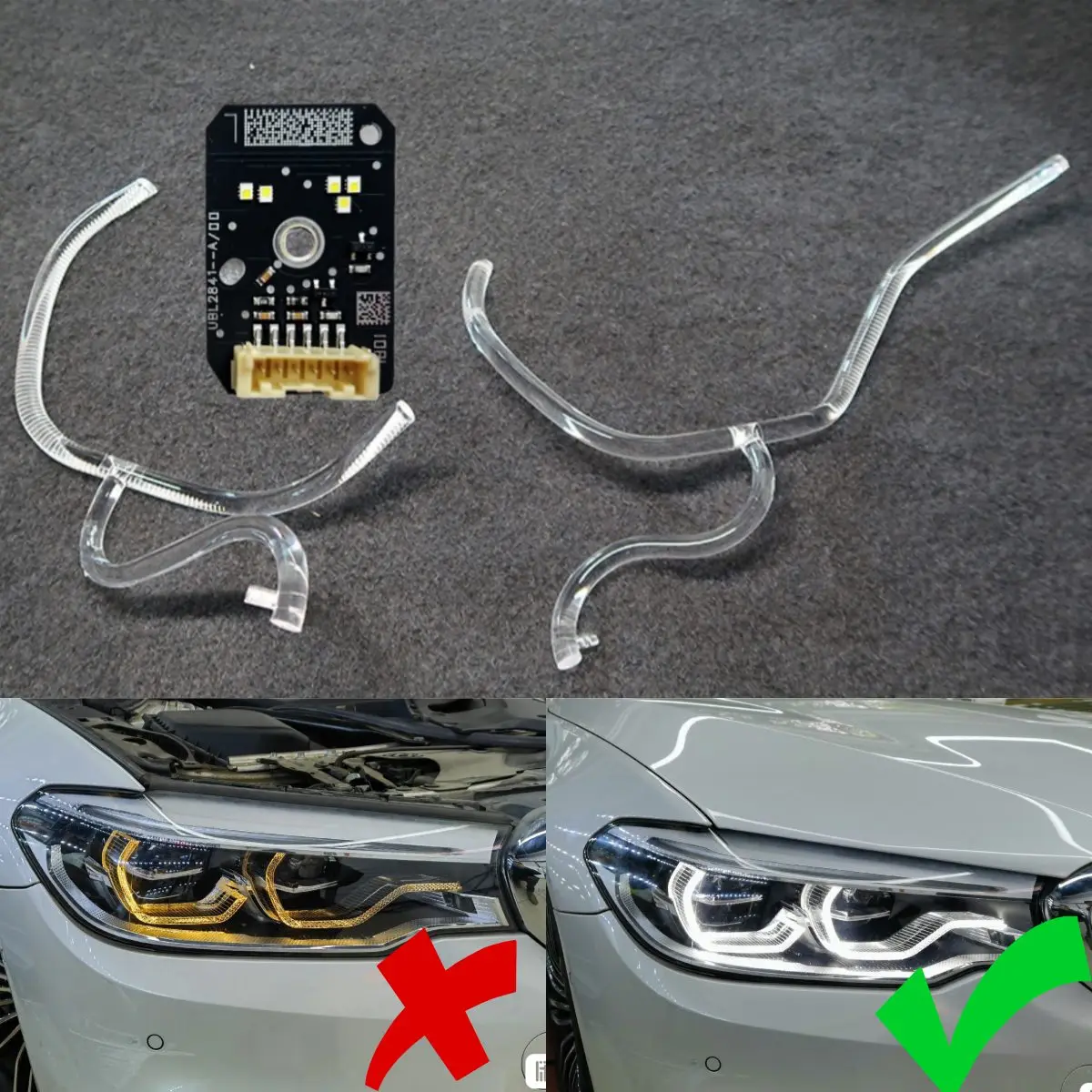 New Light Guide Plate Tube Strip For 2017- 2020 BMW 5 Series G30 540i 530i Adaptive LED Headlight DRL Daytime Running Light
