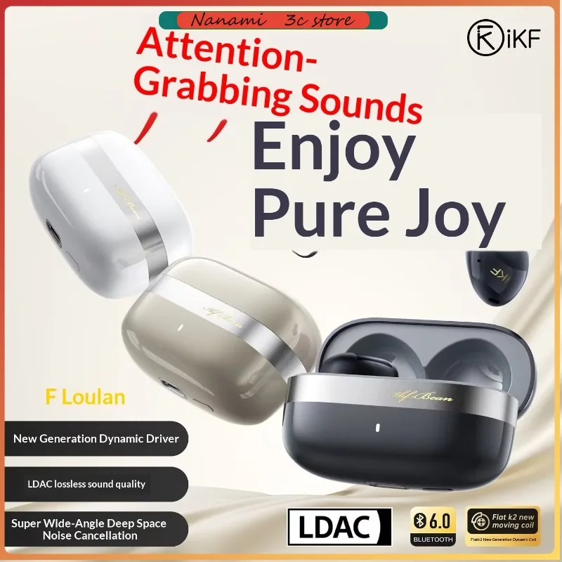 New iKF Loulan Wireless Bluetooth Earphones LDAC High-Definition Decoding RP1.0W Soft Earbuds Pain-Free Anti-Drop Earphones