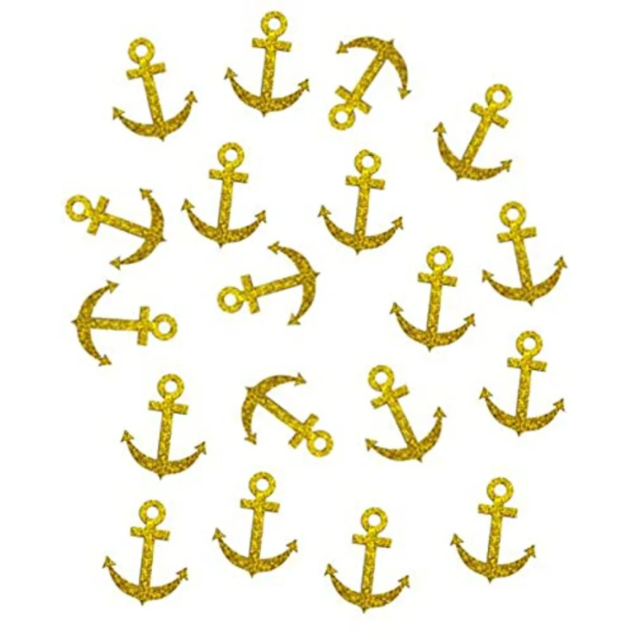 

Double -Side Glitter Gold Anchor Paper Confetti Table Confetti for Birthday Party Baby Shower Decoration, 100pcs