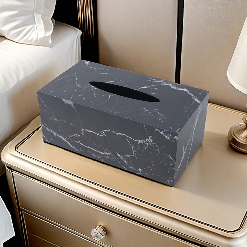 Luxury Acrylic Marble Tissue Box Holder Tissue Dispenser Napkin Holder Home Decor Office Desktop Tissue Storage Box Organizer