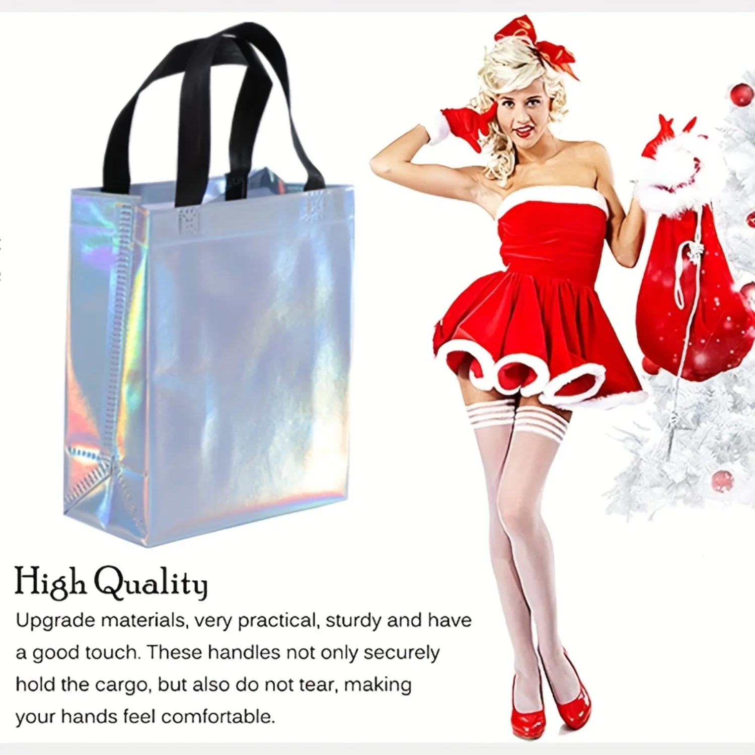 

20pcs Holographic Gift Bags Set - , Polka Dot, Snowflake, Rhombus Designs - Versatile & Reusable with Protective Card Paper - Id