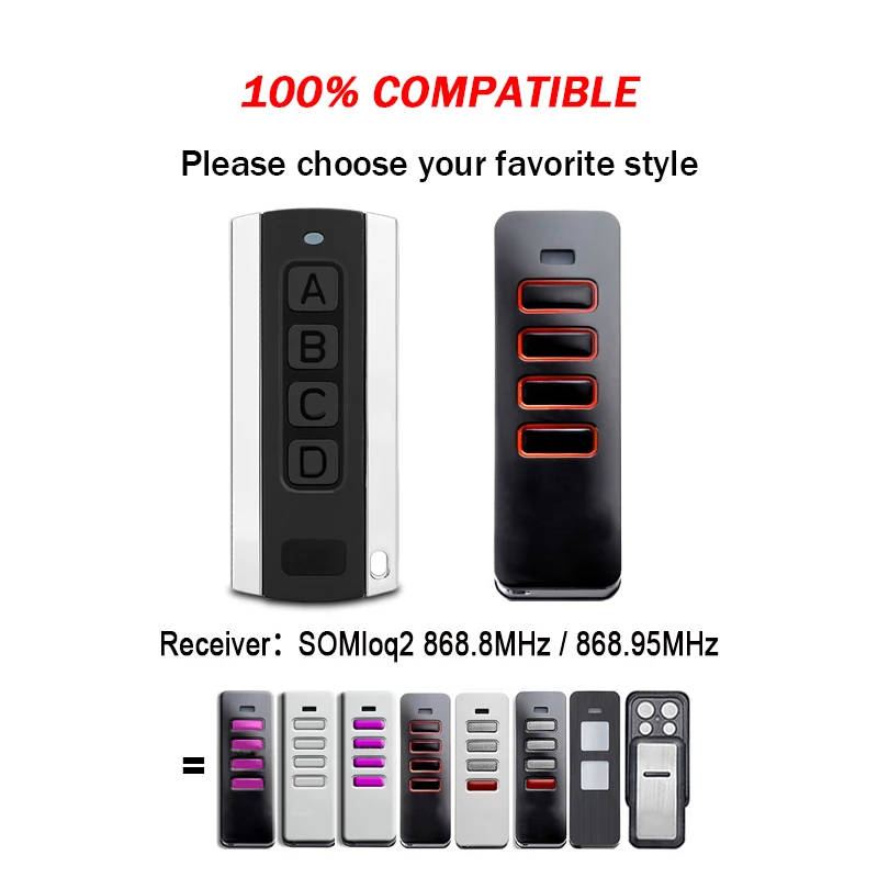 For SOMMER Pearl 4018 TX55-868-4 / Pearl Twin / Pearl Vibe / Slider Vibe 868MHz Remote Control Compatible With SOMMER SOMloq2