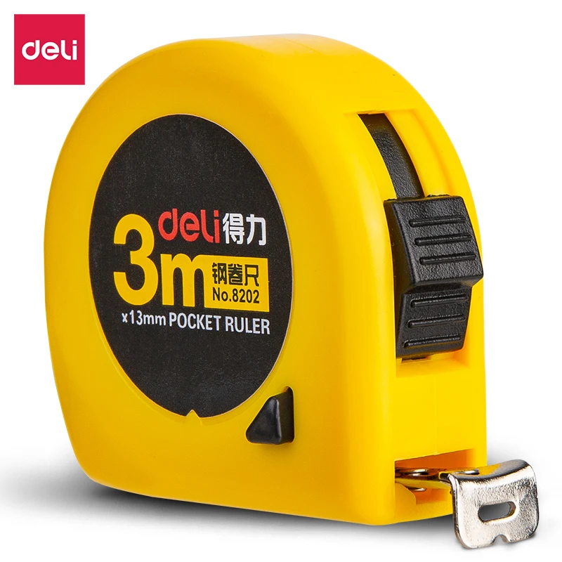 Deli 8202 8203 Régua de bolso Fita elétrica 3m 5m Comprimento 13mm 16mm Fita de largura Réguas flexíveis