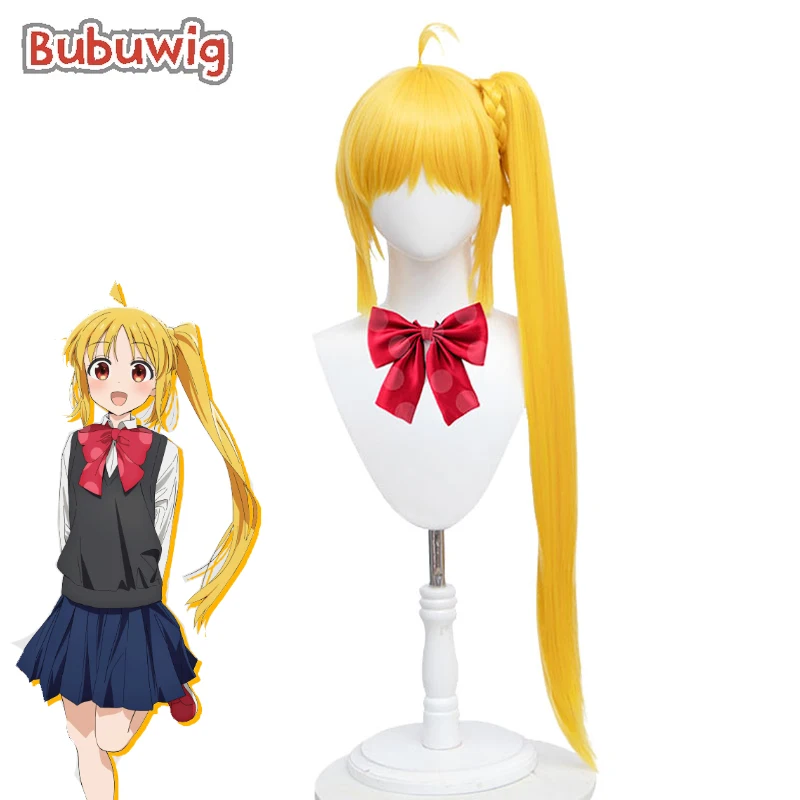 Bubuwig Synthetic Hair Nijika Ijichi Cosplay Wig Anime BOCCHI THE ROCK! Nijika Ijichi 80cm Yellow Ponytail Wigs Heat Resistant