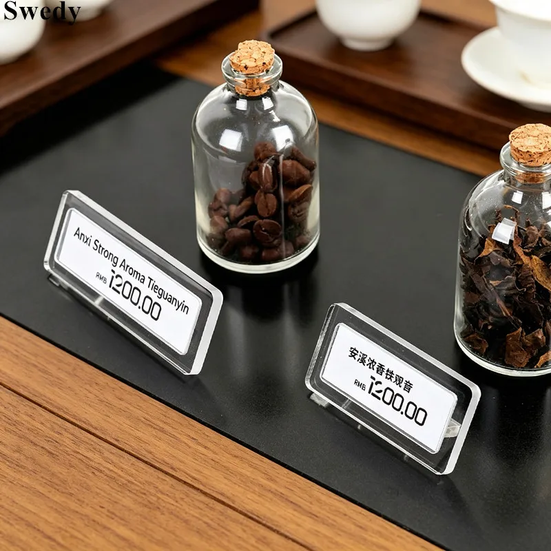 10 Pieces Transparent Acrylic Price Tags Display Stand Desktop Label Holder For Product Pricing Sign Holder Stand