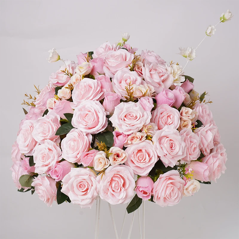 Large 60cm White Rose Hydrangea Artificial Flower Ball Wedding Table Floral Centerpieces Decor Road Lead Arrangement Party Props