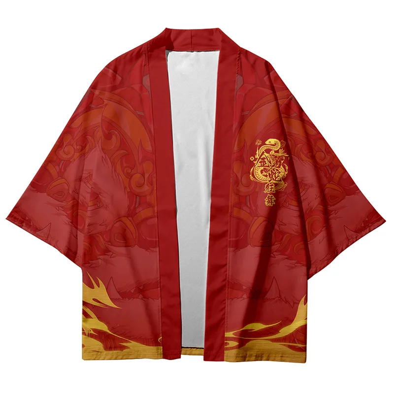 여름 해변 패션 뱀 프린트 카디건 하오리 캐주얼 여성 루즈 셔츠 일본 기모노 streetwear 남성 탑 플러스 사이즈