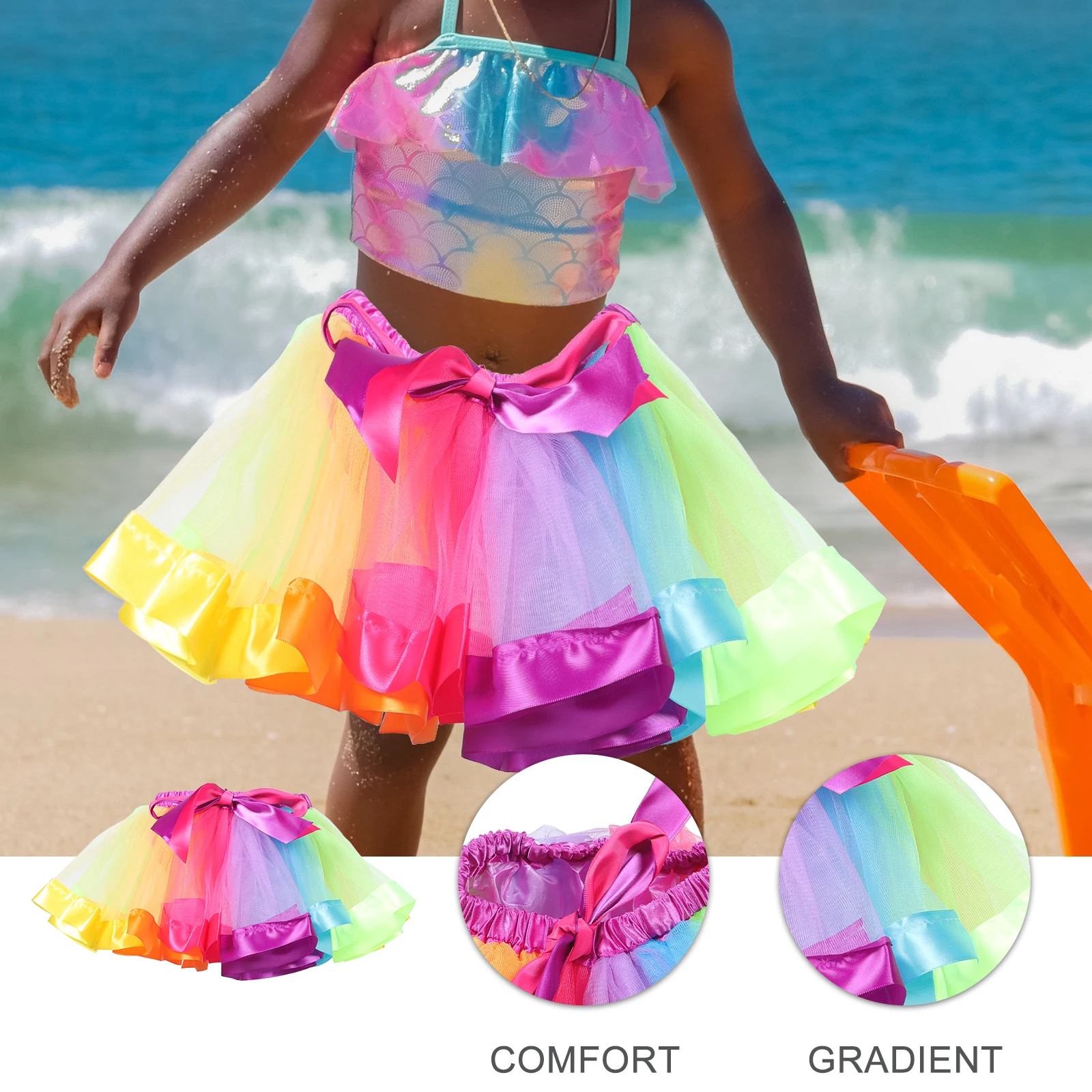 

Mesh Skirt Rainbow Princess Dress Tutu Skirts for Girls Costumes Colorful Woman