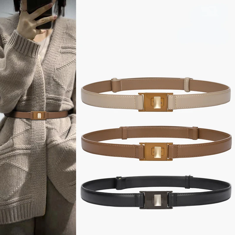 

New Women's Leather Belts Waist Seal Adjustable Dress Women's Decorative Belt Punch free Double Buckle Buckle Versatile Belt