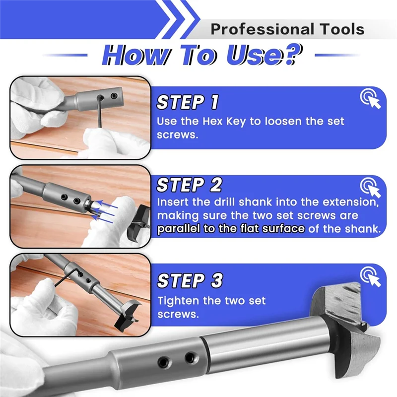 Abko-para 3/8", extensão de serra de furo-2 peças 7 "e 10" extensão de broca para adicionar mais de 5-3/4 a 8-3/4 polegadas de profundidade de perfuração, broca