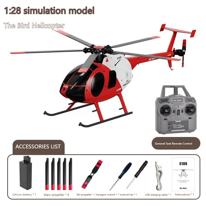 2024 New 1:28 Remote Controlle Helicopter Rc Era Md500 Dual Brushless C189  Simulation Aircraft Outdoor Kid Toy Halloween Toy